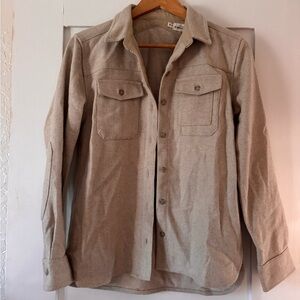 Bridge and burn herringbone tan and white Button-Up Shirt